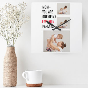 Modern Collage Photo & Happy Mothers Day Gift Square Wall Clock