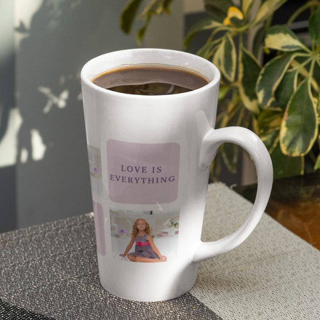 Modern Collage Photo Happy Mothers Day Purple Gift Latte Mug (Creator Uploaded)