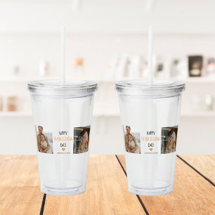 Modern Collage Photo & Happy Thanksgiving Dad Acrylic Tumbler