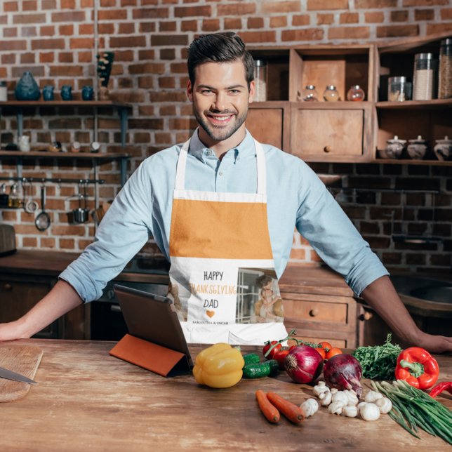 Modern Collage Photo & Happy Thanksgiving Dad Apron (Creator Uploaded)