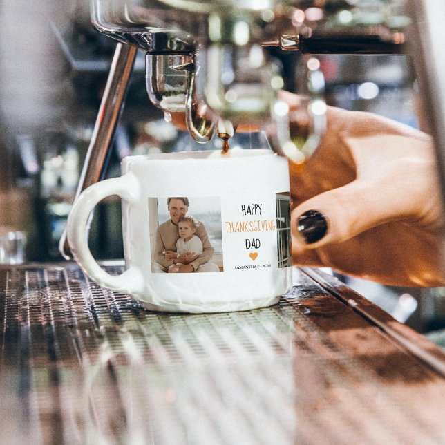 Modern Collage Photo & Happy Thanksgiving Dad Espresso Cup (Creator Uploaded)