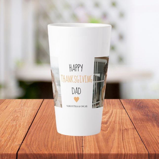 Modern Collage Photo & Happy Thanksgiving Dad Latte Mug (Creator Uploaded)