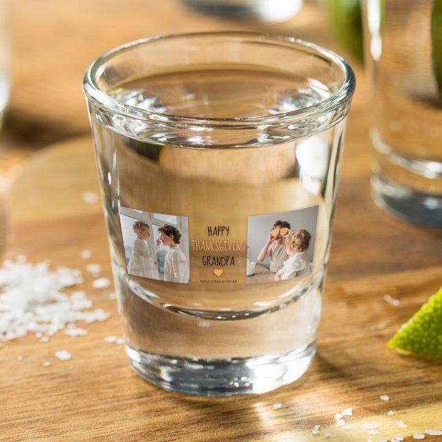 Modern Collage Photo & Happy Thanksgiving Dad Shot Glass (Creator Uploaded)