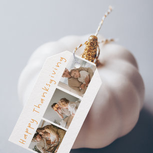 Modern Collage Photo & Happy Thanksgiving Gift Tags