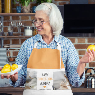Modern Collage Photo Happy Thanksgiving Grandma Apron