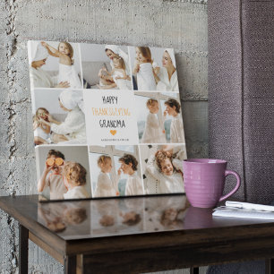 Modern Collage Photo Happy Thanksgiving Grandma Canvas Print