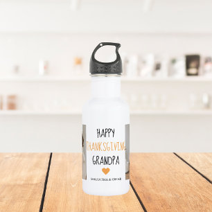 Modern Collage Photo Happy Thanksgiving Grandpa 532 Ml Water Bottle