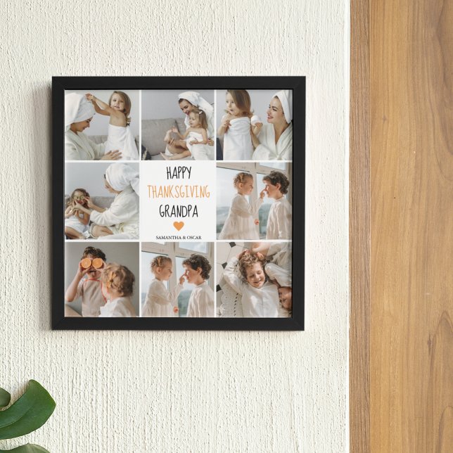 Modern Collage Photo Happy Thanksgiving Grandpa Poster (Creator Uploaded)