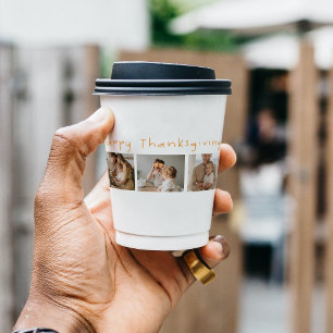 Modern Collage Photo & Happy Thanksgiving Paper Cups