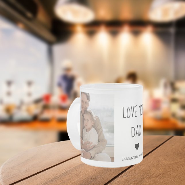 Modern Collage Photo & Love You Dad Gift Frosted Glass Coffee Mug (Creator Uploaded)