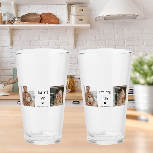 Modern Collage Photo & Love You Dad Gift Glass (Creator Uploaded)