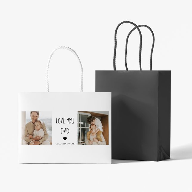 Modern Collage Photo & Love You Dad Gift Large Gift Bag (Creator Uploaded)