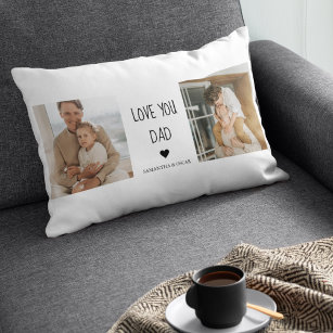 Modern Collage Photo & Love You Dad Gift Lumbar Cushion