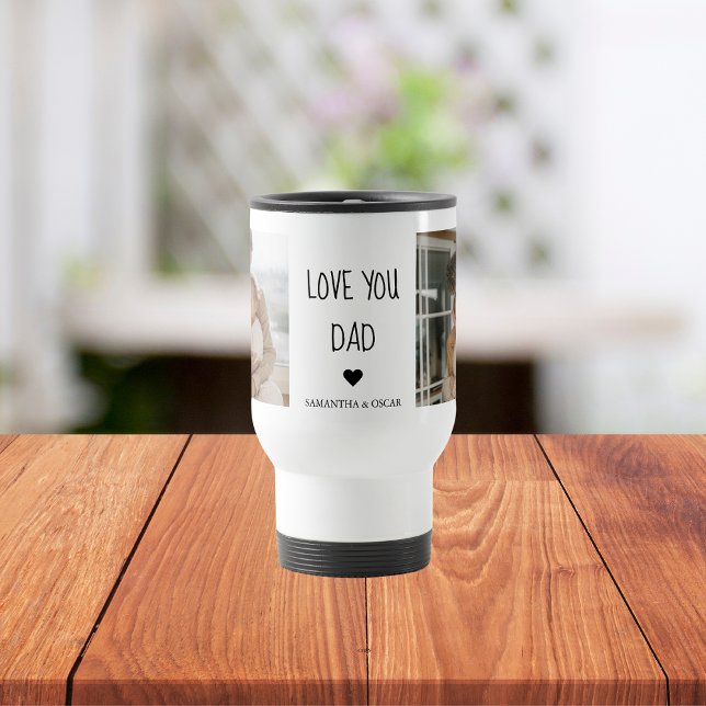 Modern Collage Photo & Love You Dad Gift Travel Mug (Creator Uploaded)