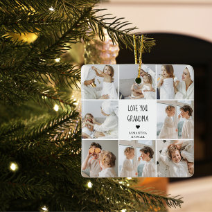 Modern Collage Photo Love You Grandma Best Gift Ceramic Ornament