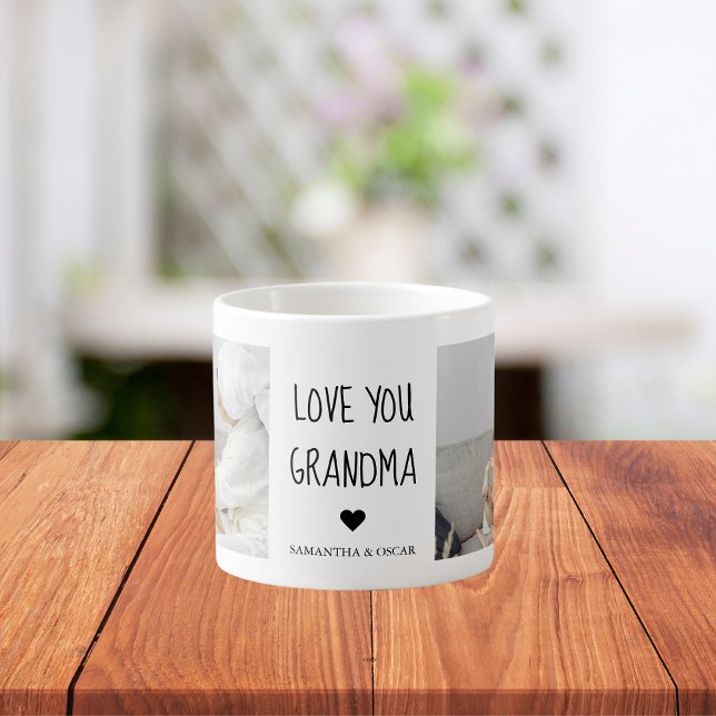Modern Collage Photo Love You Grandma Best Gift Espresso Cup (Creator Uploaded)