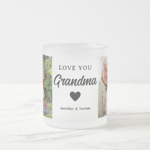 Modern Collage Photo Love You Grandma Best Gift Frosted Glass Coffee Mug