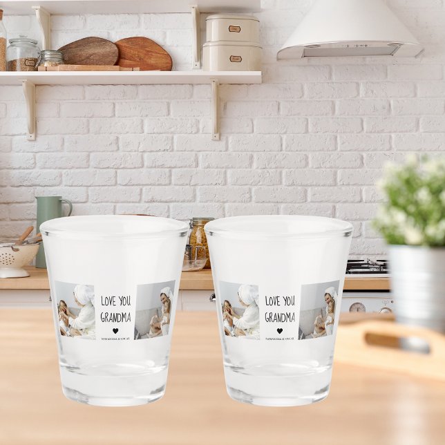 Modern Collage Photo Love You Grandma Best Gift Shot Glass (Creator Uploaded)