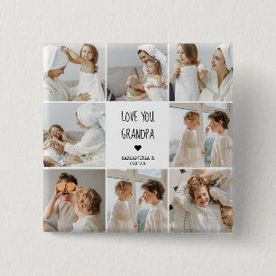 Modern Collage Photo Love You Grandpa Best Gift 15 Cm Square Badge