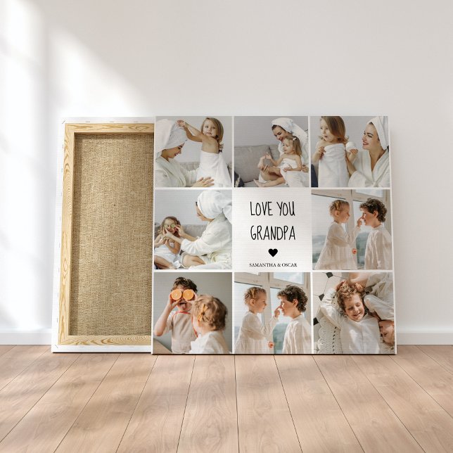 Modern Collage Photo Love You Grandpa Best Gift Canvas Print (Creator Uploaded)