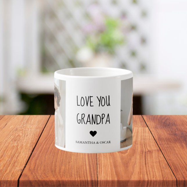 Modern Collage Photo Love You Grandpa Best Gift Espresso Cup (Creator Uploaded)