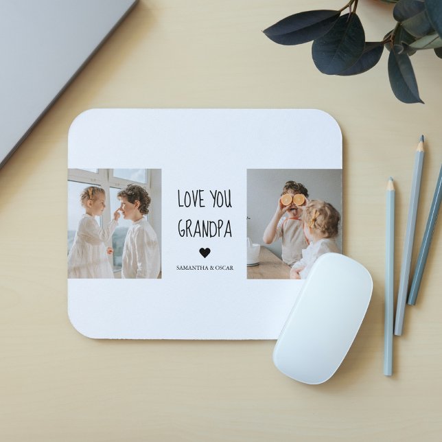 Modern Collage Photo Love You Grandpa Best Gift Mouse Mat (Creator Uploaded)