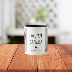 Modern Collage Photo Love You Grandpa Best Gift Mug