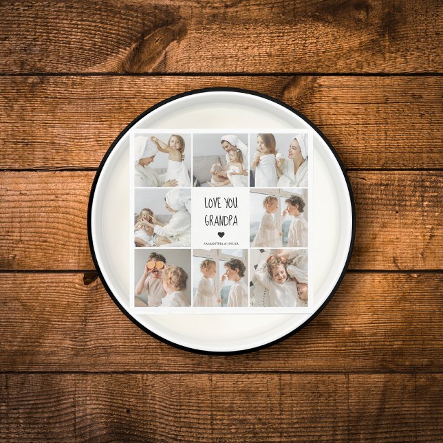 Modern Collage Photo Love You Grandpa Best Gift Napkin (Creator Uploaded)