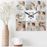 Modern Collage Photo Love You Grandpa Best Gift Square Wall Clock<br><div class="desc">Modern Collage Photo Love You Grandpa Best Gift</div>