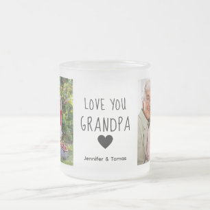 Modern Collage Photo Love You Grandpa Frosted Glass Coffee Mug