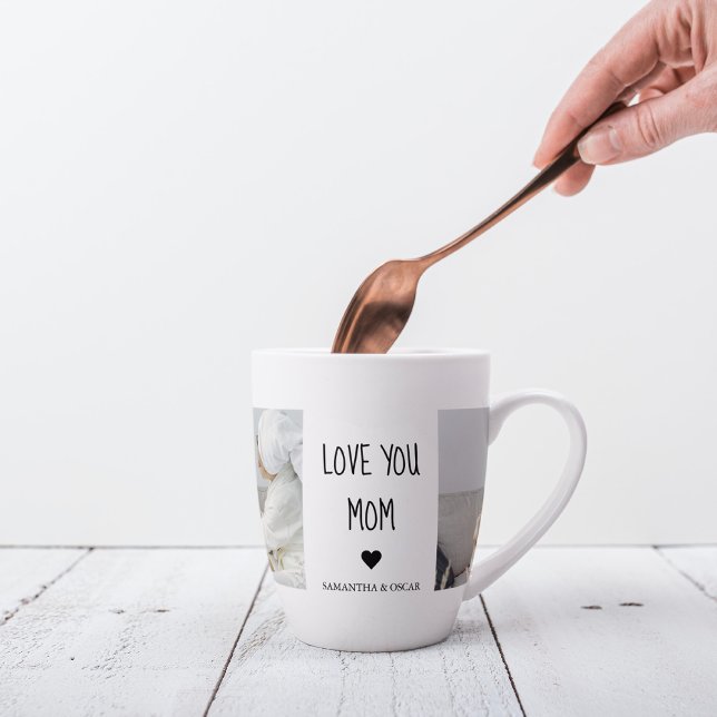 Modern Collage Photo Love You Mum Best Gift Latte Mug (Creator Uploaded)