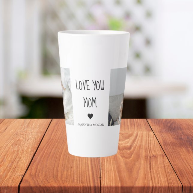 Modern Collage Photo Love You Mum Best Gift Latte Mug (Creator Uploaded)