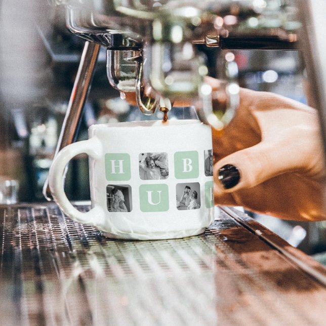 Modern Collage Photo Mint Best Hubby Gift Espresso Cup (Creator Uploaded)