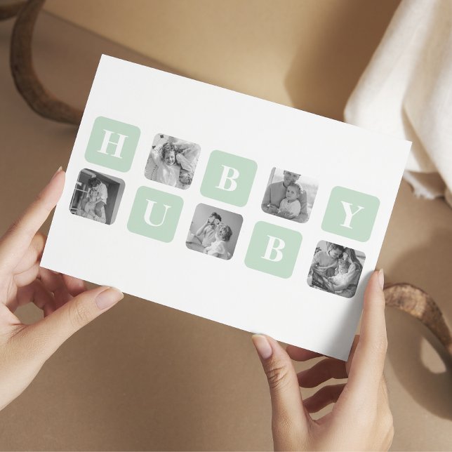 Modern Collage Photo Mint Best Hubby Gift Postcard (Creator Uploaded)