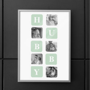 Modern Collage Photo Mint Best Hubby Gift Poster
