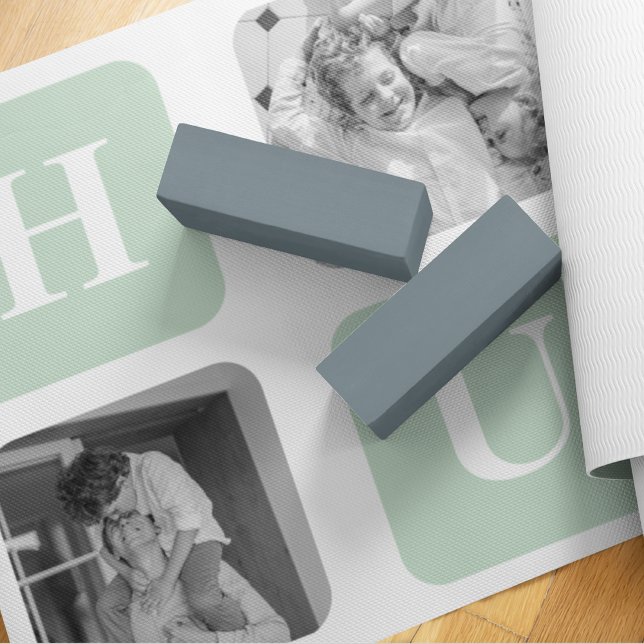Modern Collage Photo Mint Best Hubby Gift Yoga Mat (Creator Uploaded)