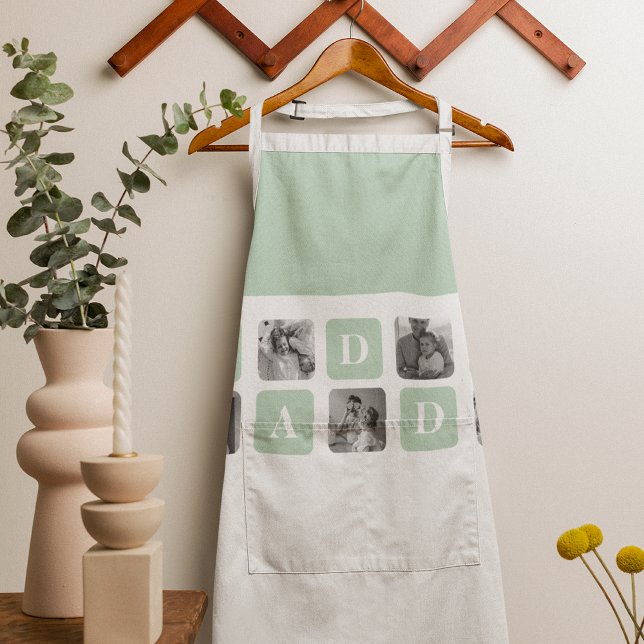 Modern Collage Photo Mint & Happy FathersDay Gift Apron (Creator Uploaded)