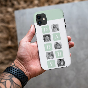 Modern Collage Photo Mint & Happy FathersDay Gift iPhone 11 Case
