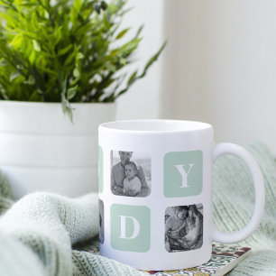Modern Collage Photo Mint & Happy FathersDay Gift Coffee Mug