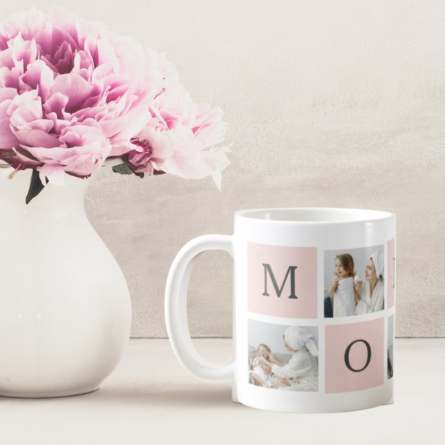 Modern Collage Photo & Pastel Pink Mummy Gift Coffee Mug (Creator Uploaded)