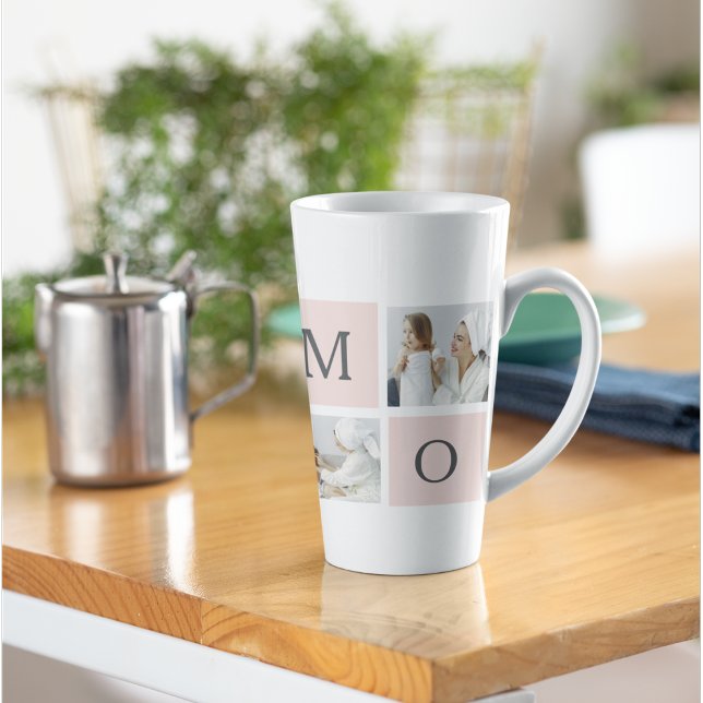 Modern Collage Photo & Pastel Pink Mummy Gift Latte Mug (Creator Uploaded)