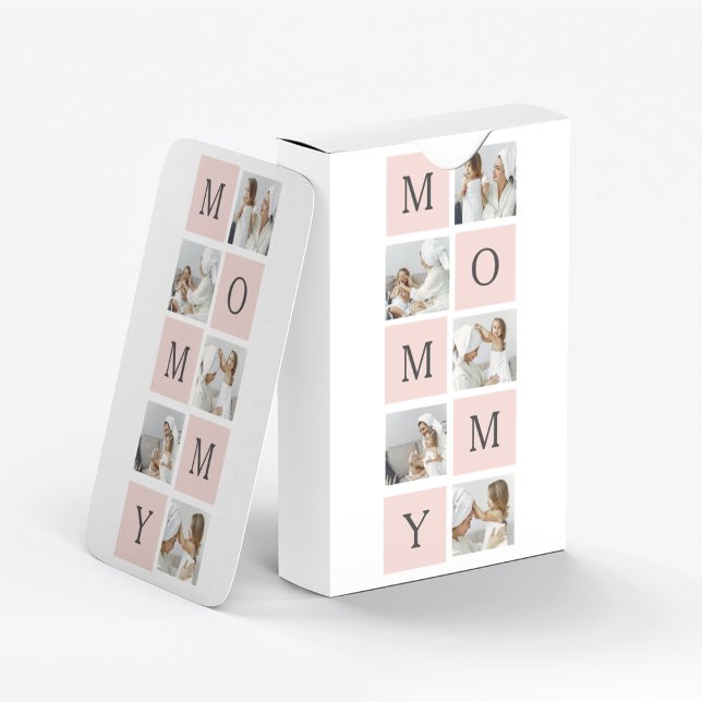 Modern Collage Photo & Pastel Pink Mummy Gift Playing Cards (Creator Uploaded)