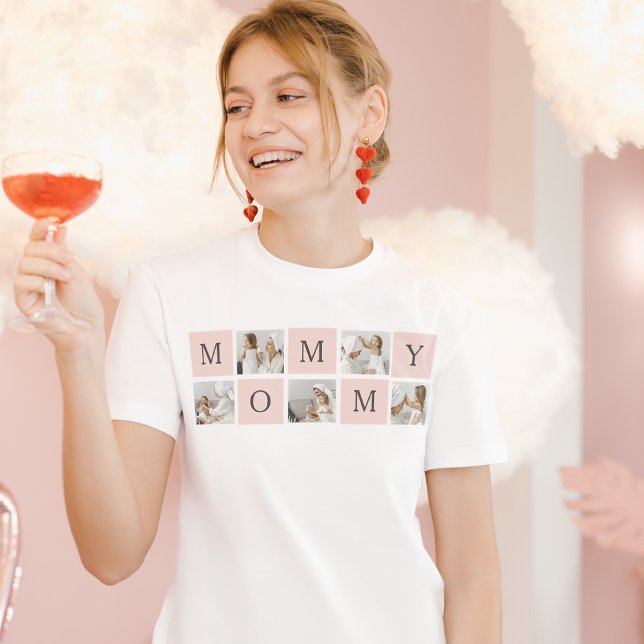 Modern Collage Photo & Pastel Pink Mummy Gift T-Shirt (Creator Uploaded)