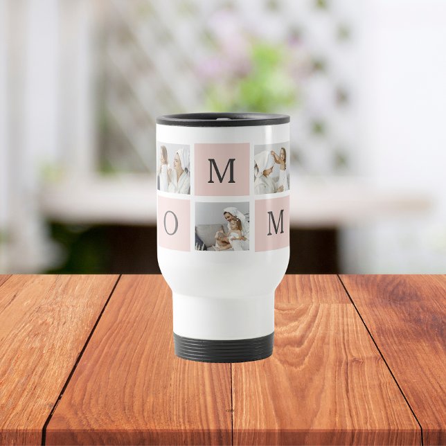 Modern Collage Photo & Pastel Pink Mummy Gift Travel Mug (Creator Uploaded)