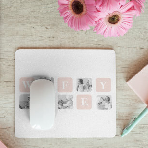 Modern Collage Photo & Pink Gift For Lovely Wifey Mouse Mat