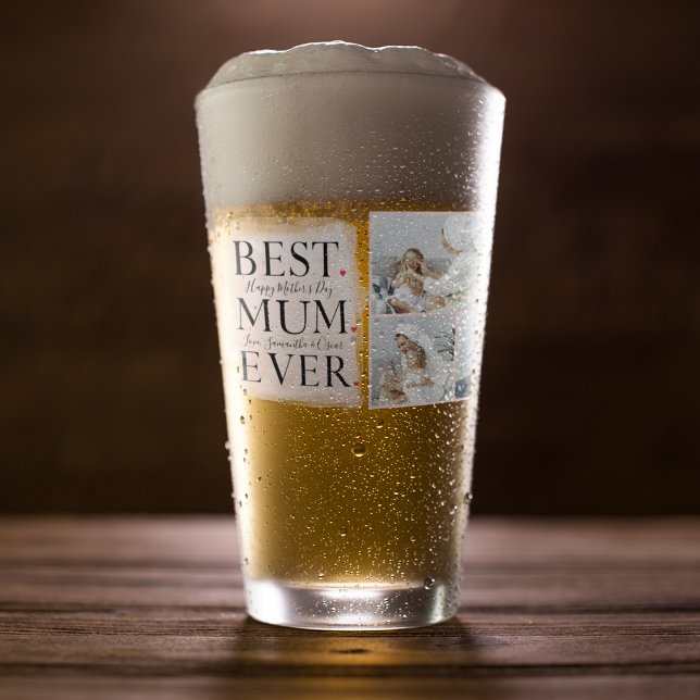 Modern Collage Photo Pink Happy Mothers Day Glass (Creator Uploaded)