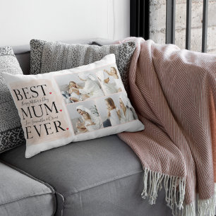 Modern Collage Photo Pink Happy Mothers Day Lumbar Cushion