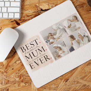 Modern Collage Photo Pink Happy Mothers Day Mouse Mat