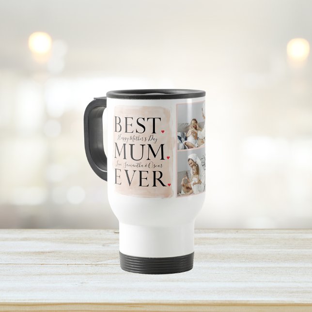 Modern Collage Photo Pink Happy Mothers Day Travel Mug (Creator Uploaded)