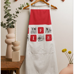 Modern Collage Photo & Red Gift For Lovely Wifey Apron